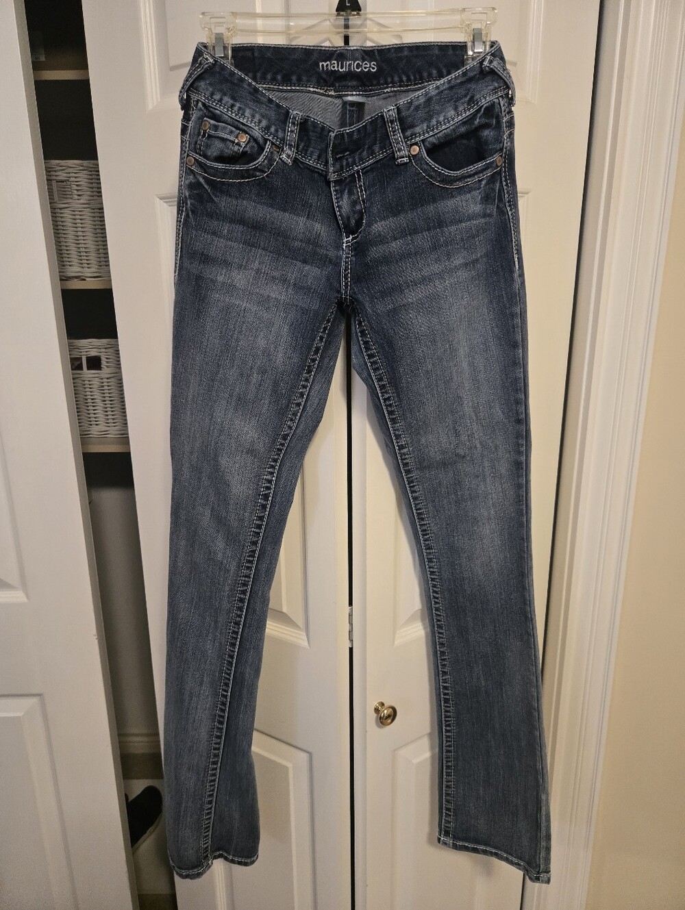 Maurices Women's Bootcut Jeans in Washed Blue, 1/2 LONG